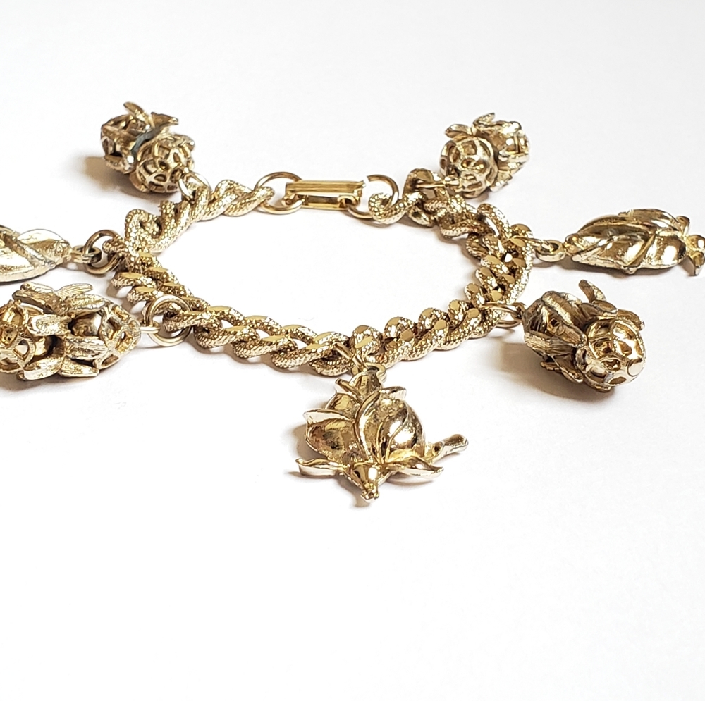 Vintage/antique Gold Charm bracelet Rose
